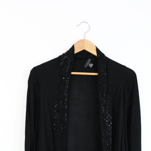 *LINE Black Rhinestone Hem Waterfall Cardigan - Picture 4 of 7